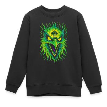 Psycho-Vogel mit drittem Auge Neon Adler - Kinder Premium Organic Sweatshirt - Schwarz - Vorne - AI Model Kid Female (0cm)