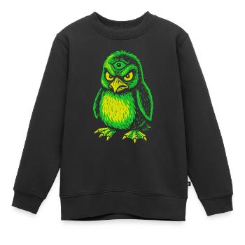 Dreiaugiger Neon-Pinguin mit Zornblick - Kinder Premium Organic Sweatshirt - Schwarz - Vorne - AI Model Kid Female (0cm)