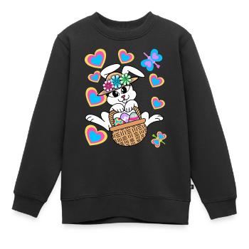 Lapin de Pâques Oeufs de lapin de Pâques Oeufs de Pâques - Sweat Premium enfant bio - noir - Devant - AI Model Kid Female (0cm)