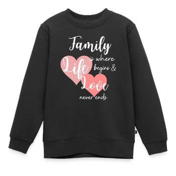 Famille Dicton Amour Cohésion - Sweat Premium enfant bio - noir - Devant - AI Model Kid Female (0cm)