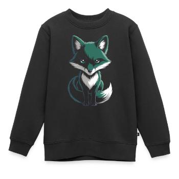 Geheimnisvoller Fuchs für Tierfans - Kinder Premium Organic Sweatshirt - Schwarz - Vorne - AI Model Kid Female (0cm)