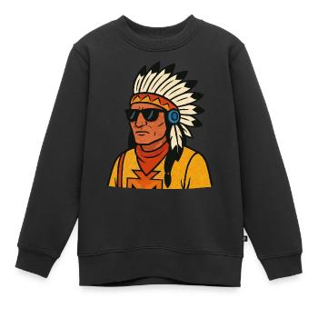 indianer - Kinder Premium Organic Sweatshirt - Schwarz - Vorne - AI Model Kid Female (0cm)
