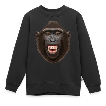 Tête de singe - Sweat Premium enfant bio - noir - Devant - AI Model Kid Female (0cm)
