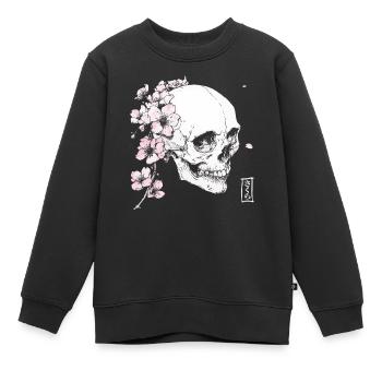 Kirschblüten Schädel im Japan-Stil - Kinder Premium Organic Sweatshirt - Schwarz - Vorne - AI Model Kid Female (0cm)