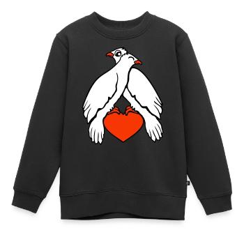2 doves heart birds two couple sitting in love - Kids Premium Organic Sweatshirt - black - Front - AI Model Kid Female (0cm)