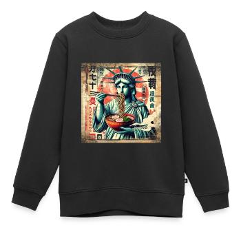 Ramen Statue de la Liberté Grunge Poster Style - Sweat Premium enfant bio - noir - Devant - AI Model Kid Female (0cm)