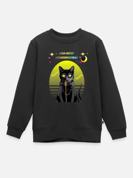 Purr Serenades Under The Soft Lemon Light - Kids Premium Organic Sweatshirt - black