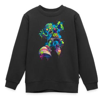 Neon Zombie Streetstyle Bande dessinée Skater Graffiti Look - Sweat Premium enfant bio - noir - Devant - AI Model Kid Female (0cm)