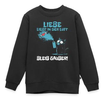 Liebe liegt in der Luft - Katze mit Gasmaske - Kinder Premium Organic Sweatshirt - Schwarz - Vorne - AI Model Kid Female (0cm)