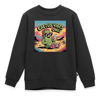 Cactus Vibes Only - Kinder Premium Organic Sweatshirt - Schwarz - Vorne - AI Model Kid Female (0cm)