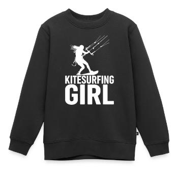 Kitesurfing girl - Kiteboarding Kitesurfer - Kinder Premium Organic Sweatshirt - Schwarz - Vorne - AI Model Kid Female (0cm)
