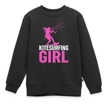 Kiteboarding Kitesurfer - Kitesurfing girl - Kinder Premium Organic Sweatshirt - Schwarz - Vorne - AI Model Kid Female (0cm)