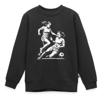 Duell im Fußball! Fußballerin Trainingsshirt. - Kinder Premium Organic Sweatshirt - Schwarz - Vorne - AI Model Kid Female (0cm)
