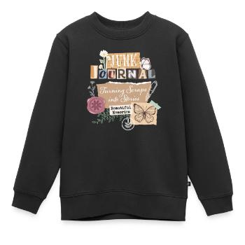 Junk Journal Vintage Scrapbooking - Sweat Premium enfant bio - noir - Devant - AI Model Kid Female (0cm)