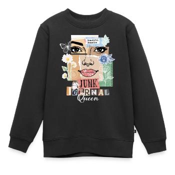 Reine du Journal de Junk – Collage Vintage - Sweat Premium enfant bio - noir - Devant - AI Model Kid Female (0cm)