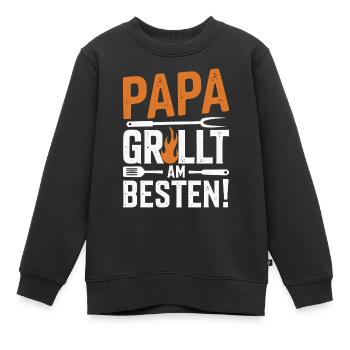 Papa grillt am besten – Lustiges Grill Geschenk - Kinder Premium Organic Sweatshirt - Schwarz - Vorne - AI Model Kid Female (0cm)