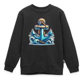 Anker - Kinder Premium Organic Sweatshirt - Schwarz - Vorne - AI Model Kid Female (0cm)