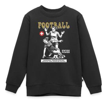 Kraft ohne Foul: Schweizer Frauenfußball Shirt - Kinder Premium Organic Sweatshirt - Schwarz - Vorne - AI Model Kid Female (0cm)