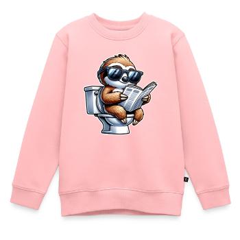 Journal de toilette paresseux - Sweat Premium enfant bio - rose - Devant - AI Model Kid Female (0cm)