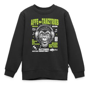 Affen Groove Shirt: Tanzende Beats im Dschungel - Kinder Premium Organic Sweatshirt - Schwarz - Vorne - AI Model Kid Female (0cm)