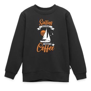 Sailing Enthusiast Before Boating Coffee Lover - Kinder Premium Organic Sweatshirt - Schwarz - Vorne - AI Model Kid Female (0cm)
