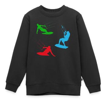 Watersports Kiteboarding Kitesurfer Kitesurfing - Kinder Premium Organic Sweatshirt - Schwarz - Vorne - AI Model Kid Female (0cm)