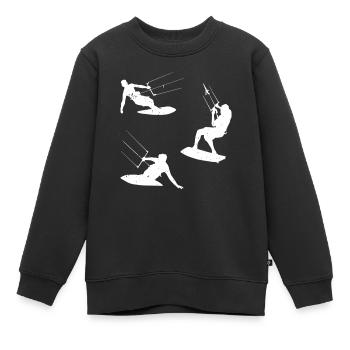 Kitesurfing Watersports Kiteboarding Kitesurfer - Kinder Premium Organic Sweatshirt - Schwarz - Vorne - AI Model Kid Female (0cm)