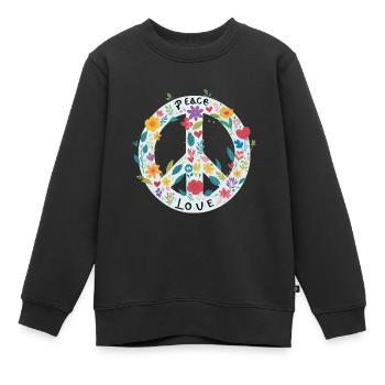 Peacezeichen Blumen Love - Kinder Premium Organic Sweatshirt - Schwarz - Vorne - AI Model Kid Female (0cm)