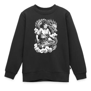 Heldin Shirt: Magischer DJ Controller mit Drachen - Kinder Premium Organic Sweatshirt - Schwarz - Vorne - AI Model Kid Female (0cm)