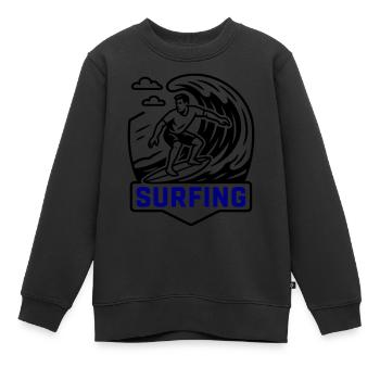 Surfeur symbole surfeur - Sweat Premium enfant bio - noir - Devant - AI Model Kid Female (0cm)