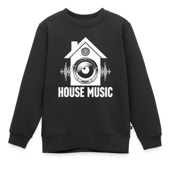Musique house - Sweat Premium enfant bio - noir - Devant - AI Model Kid Female (0cm)