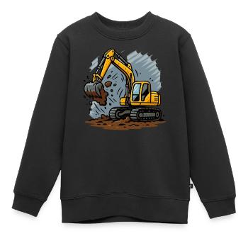 Excavator Design – Construction Site Fan for Kids - Kids Premium Organic Sweatshirt - black - Front - AI Model Kid Female (0cm)