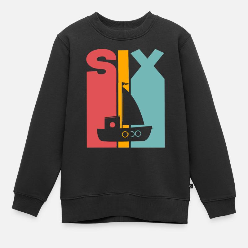 6. Geburtstag Segelschiff - Kinder Premium Organic Sweatshirt - Schwarz