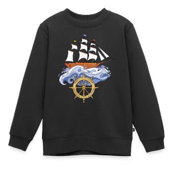 Segelschiff - Kinder Premium Organic Sweatshirt - Schwarz - Vorne - AI Model Kid Female (0cm)