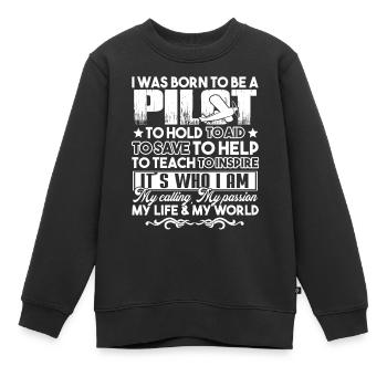 Pilot Born To Be A Pilot - Kids Premium Organic Sweatshirt - black - Front - AI Model Kid Female (0cm)
