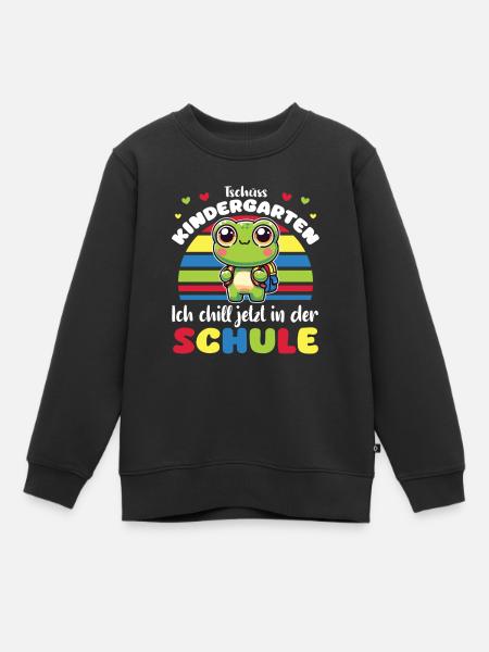 Endlich Schulkind 2025 süßes Einhorn zur - Kinder Premium Organic Sweatshirt - Schwarz