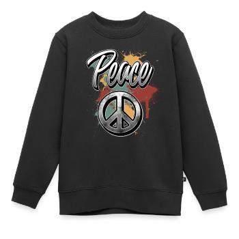Signe de paix - Sweat Premium enfant bio - noir - Devant - AI Model Kid Female (0cm)