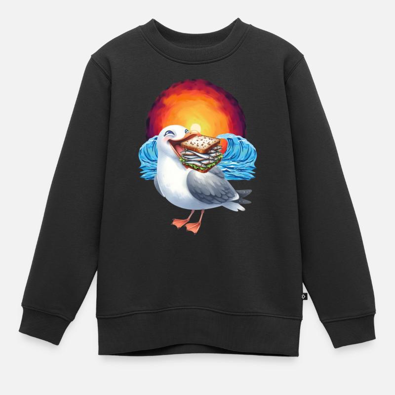 Sandwidsch Hareng Poisson Mouette Maritime - Sweat Premium enfant bio - noir