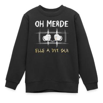 Elle A Dit ui Demande En Mariage Fiançailles - Sweat Premium enfant bio - noir - Devant - AI Model Kid Female (0cm)