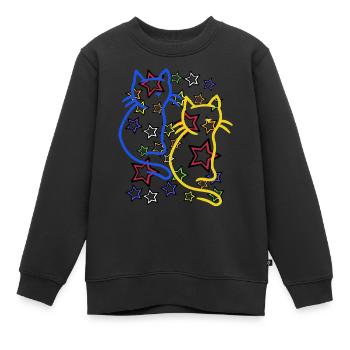 Retro Katze Katzen 60er - Kinder Premium Organic Sweatshirt - Schwarz - Vorne - AI Model Kid Female (0cm)