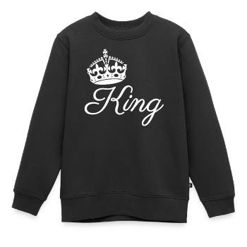 Couronne royale avec motif de texte King - Sweat Premium enfant bio - noir - Devant - AI Model Kid Female (0cm)
