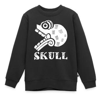 Crâne tribal blanc - Sweat Premium enfant bio - noir - Devant - AI Model Kid Female (0cm)