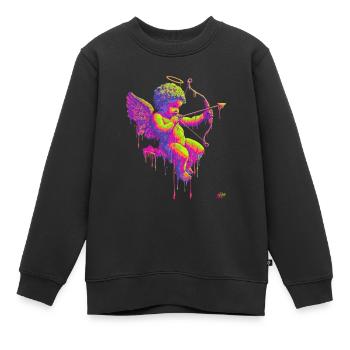 #NEon Cupidon - Sweat Premium enfant bio - noir - Devant - AI Model Kid Female (0cm)
