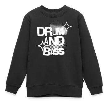 Typographie drum and bass Halo - Sweat Premium enfant bio - noir - Devant - AI Model Kid Female (0cm)