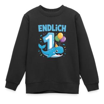 Mein 1 Geburtstag  - Kinder Premium Organic Sweatshirt - Schwarz - Vorne - AI Model Kid Female (0cm)