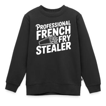 Professional French Fry Stealer - Kids Premium Organic Sweatshirt - black - Front - AI Model Kid Female (0cm)
