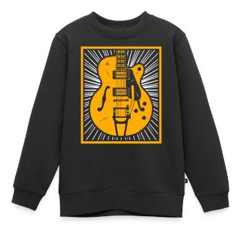 Silhouette de guitare rétro - Sweat Premium enfant bio - noir - Devant - AI Model Kid Female (0cm)