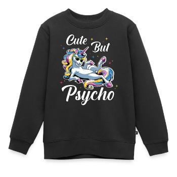 Niedliches Psycho Einhorn - Kinder Premium Organic Sweatshirt - Schwarz - Vorne - AI Model Kid Female (0cm)