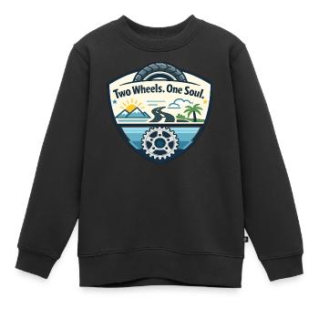 Deux roues, une âme - Sweat Premium enfant bio - noir - Devant - AI Model Kid Female (0cm)