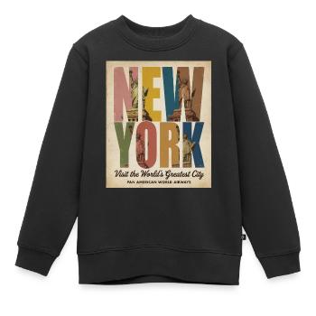 New York Vintage – Freiheitsstatue - Kinder Premium Organic Sweatshirt - Schwarz - Vorne - AI Model Kid Female (0cm)